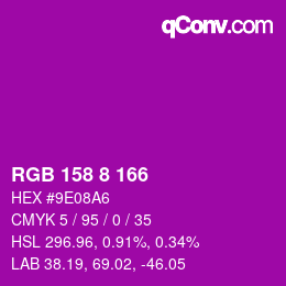 颜色代码: RGB 158 8 166 | qconv.com