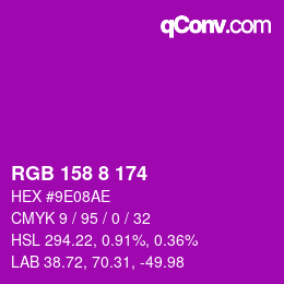 Color code: RGB 158 8 174 | qconv.com