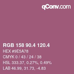 カラーコード: RGB 158 90.4 120.4 | qconv.com
