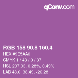 カラーコード: RGB 158 90.8 160.4 | qconv.com