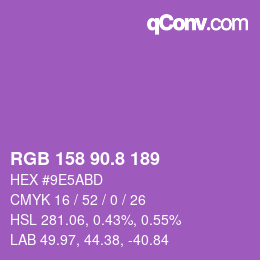 カラーコード: RGB 158 90.8 189 | qconv.com