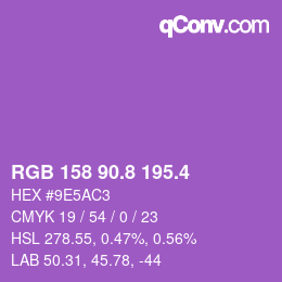 カラーコード: RGB 158 90.8 195.4 | qconv.com