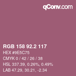 カラーコード: RGB 158 92.2 117 | qconv.com