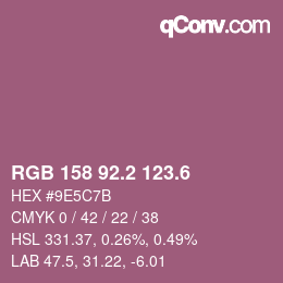 カラーコード: RGB 158 92.2 123.6 | qconv.com