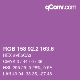 カラーコード: RGB 158 92.2 163.6 | qconv.com