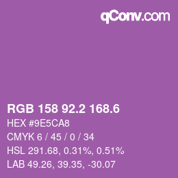 カラーコード: RGB 158 92.2 168.6 | qconv.com