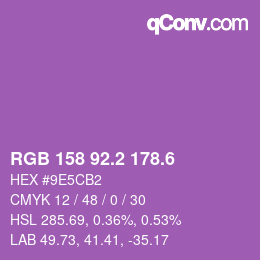 カラーコード: RGB 158 92.2 178.6 | qconv.com