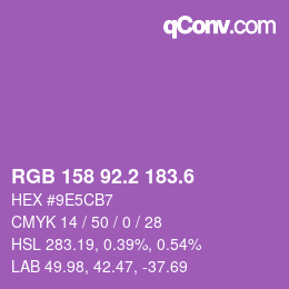 カラーコード: RGB 158 92.2 183.6 | qconv.com