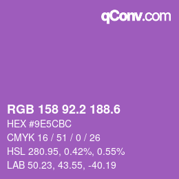 カラーコード: RGB 158 92.2 188.6 | qconv.com