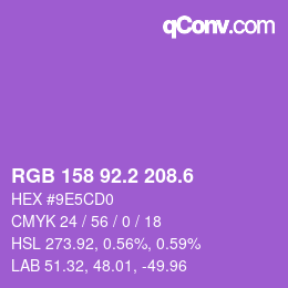 カラーコード: RGB 158 92.2 208.6 | qconv.com