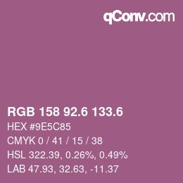 カラーコード: RGB 158 92.6 133.6 | qconv.com