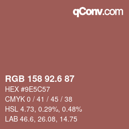 カラーコード: RGB 158 92.6 87 | qconv.com