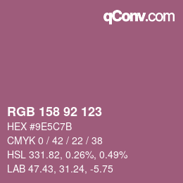 カラーコード: RGB 158 92 123 | qconv.com