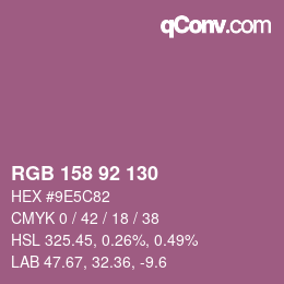 颜色代码: RGB 158 92 130 | qconv.com