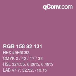 カラーコード: RGB 158 92 131 | qconv.com