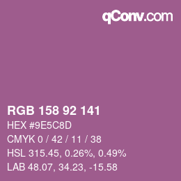 カラーコード: RGB 158 92 141 | qconv.com
