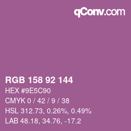 颜色代码: RGB 158 92 144 | qconv.com