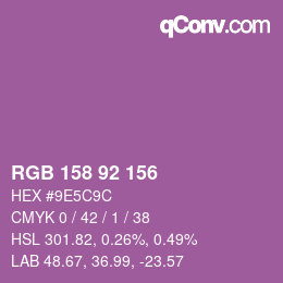 颜色代码: RGB 158 92 156 | qconv.com