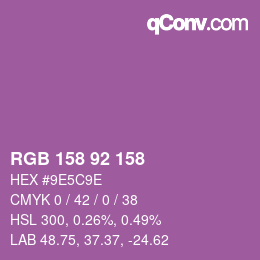 颜色代码: RGB 158 92 158 | qconv.com