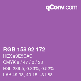 カラーコード: RGB 158 92 172 | qconv.com