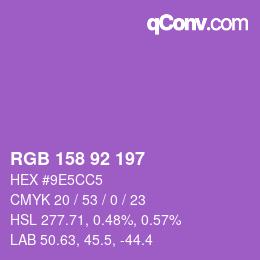 カラーコード: RGB 158 92 197 | qconv.com