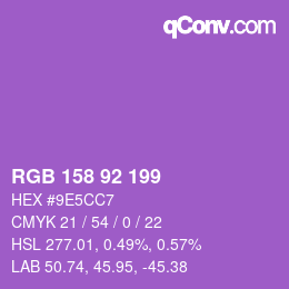 颜色代码: RGB 158 92 199 | qconv.com