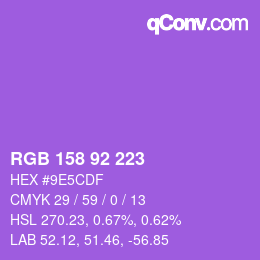 カラーコード: RGB 158 92 223 | qconv.com