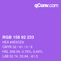 Color code: RGB 158 92 233 | qconv.com