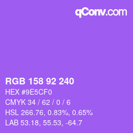 颜色代码: RGB 158 92 240 | qconv.com