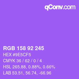 颜色代码: RGB 158 92 245 | qconv.com
