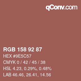 カラーコード: RGB 158 92 87 | qconv.com