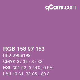 Farbcode: RGB 158 97 153 | qconv.com