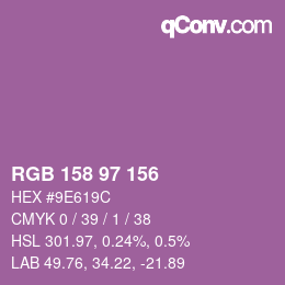 Código de color: RGB 158 97 156 | qconv.com