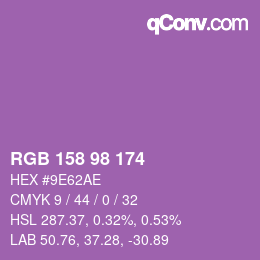 Color code: RGB 158 98 174 | qconv.com