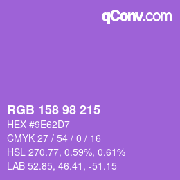 Color code: RGB 158 98 215 | qconv.com