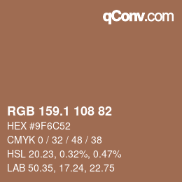 カラーコード: RGB 159.1 108 82 | qconv.com