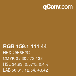 カラーコード: RGB 159.1 111 44 | qconv.com