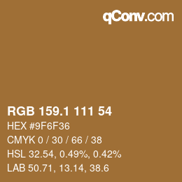 カラーコード: RGB 159.1 111 54 | qconv.com