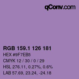 カラーコード: RGB 159.1 126 181 | qconv.com