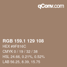 カラーコード: RGB 159.1 129 108 | qconv.com