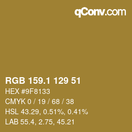 カラーコード: RGB 159.1 129 51 | qconv.com