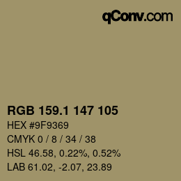 カラーコード: RGB 159.1 147 105 | qconv.com