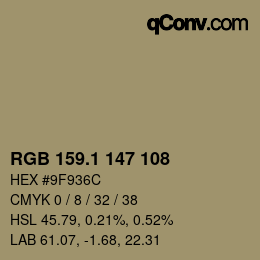 カラーコード: RGB 159.1 147 108 | qconv.com
