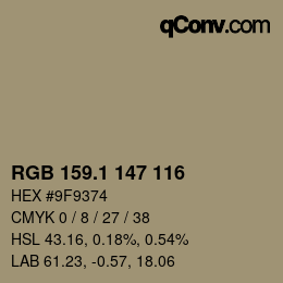 カラーコード: RGB 159.1 147 116 | qconv.com