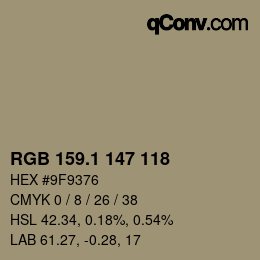 カラーコード: RGB 159.1 147 118 | qconv.com