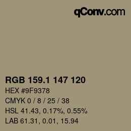 カラーコード: RGB 159.1 147 120 | qconv.com