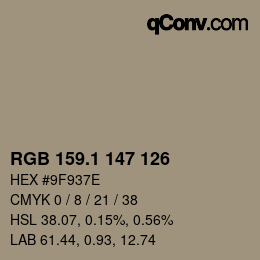 カラーコード: RGB 159.1 147 126 | qconv.com