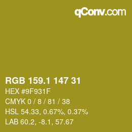 カラーコード: RGB 159.1 147 31 | qconv.com
