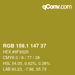 カラーコード: RGB 159.1 147 37 | qconv.com