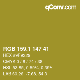 カラーコード: RGB 159.1 147 41 | qconv.com